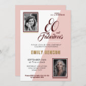 Modern 80 en Fabulous 2 foto 80e verjaardag Kaart (Voorkant / Achterkant)