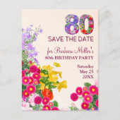Modern 80 jaar feest 80ste verjaardag bloemen aankondigingskaart (Voorkant)