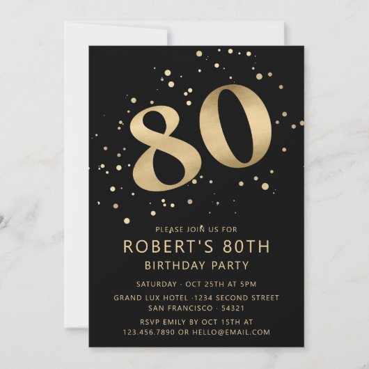 Modern 80th Eighty Birthday Photo Gold Glitter Kaart (Voorkant)