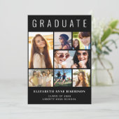 Modern 8 Afstuderen voor fotozwart  Aankondiging (Staand voorkant)