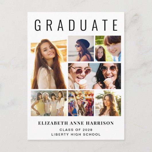 Modern 8 Foto Afstuderen Aankondigingskaart (Voorkant)