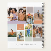 Modern 8 Foto Collage Family Photo Grid White Planner (Achterkant)