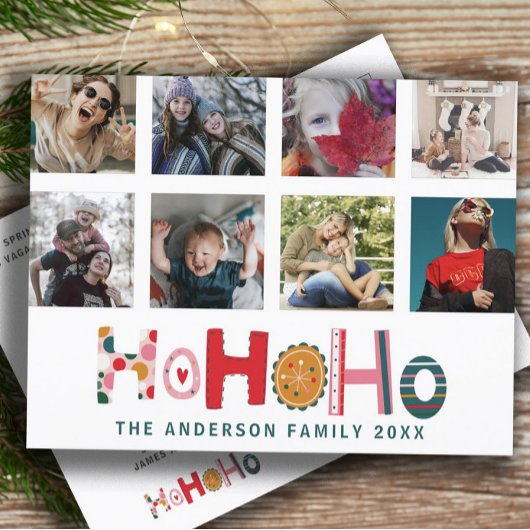 Modern 8 Foto Ho Ho Ho Kerstmis Briefkaart