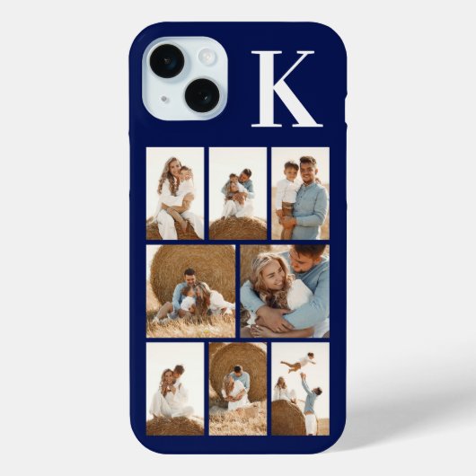 Modern 8 Foto Navy Blauw Case-Mate iPhone Case (Achterkant)