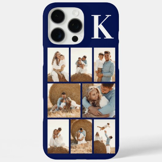 Modern 8 Foto Navy Blauw Case-Mate iPhone Case (Achterkant)