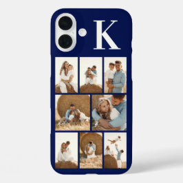 Modern 8 Foto Navyblauw iPhone 16 Plus Hoesje