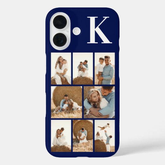 Modern 8 Foto Navyblauw Case-Mate iPhone Case (Achterkant)