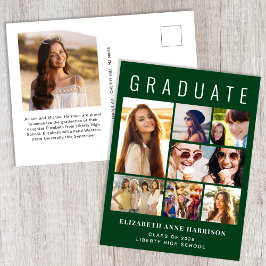 Modern 8 Fotogroen Afstuderen Aankondigingskaart