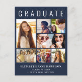 Modern 8 Photo Blue Afstuderen Aankondigingskaart (Voorkant)