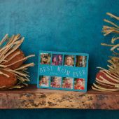 Modern 8 Photo Collage Best Mom Ever Aqua Peach Fotoplaat (Zijkant)