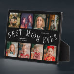 Modern 8 Photo Collage Best Mom Ever Black Fotoplaat<br><div class="desc">Modern and minimal mother's day photo keepsake plaque featuring 8 photos with a curvy typography text that says "best mom ever." The color is black.</div>