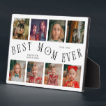 Modern 8 Photo Collage Best Mom Ever White Fotoplaat<br><div class="desc">Modern and minimal mother's day photo keepsake plaque featuring 8 photos with a curvy typography text that says "best mom ever." The color is white.</div>
