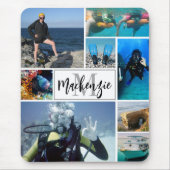 Modern 8 Photo Collage Monogram Naam Aangepast Muismat (Voorkant)