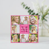 Modern 8 Photo Collage Pink Afstuderen Kaart (Staand voorkant)