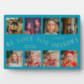 Modern 8 Photo Grid Love You Grandma Aqua Blue Fotoplaat (voorkant)