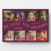 Modern 8 Photo Grid Love You Grandma Cranberry Fotoplaat (voorkant)