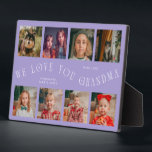 Modern 8 Photo Grid Love You Grandma Lilac Fotoplaat<br><div class="desc">Modern and minimal keepsake photo plaque to gift it to a grandmother featuring 8 photos with a curvy typography text that says "we love you grandma." The color is lilac.</div>