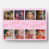 Modern 8 Photo Grid Love You Grandma Orange Pink Fotoplaat (voorkant)