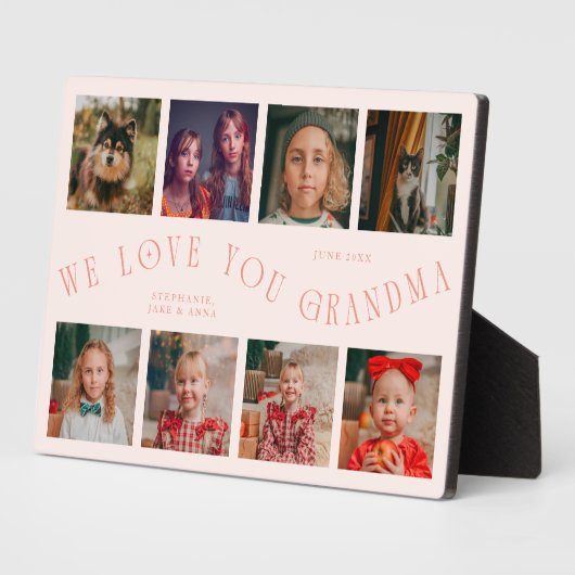 Modern 8 Photo Grid Love You Grandma Peach Fotoplaat (Zijkant)