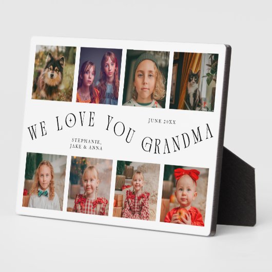 Modern 8 Photo Grid Love You Grandma White Fotoplaat (Zijkant)