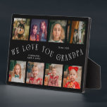 Modern 8 Photo Grid Love You Grandpa Black Fotoplaat<br><div class="desc">Modern and minimal keepsake photo plaque to gift it to a grandfather featuring 8 photos with a curvy typography text that says "we love you grandpa." The color is black.</div>