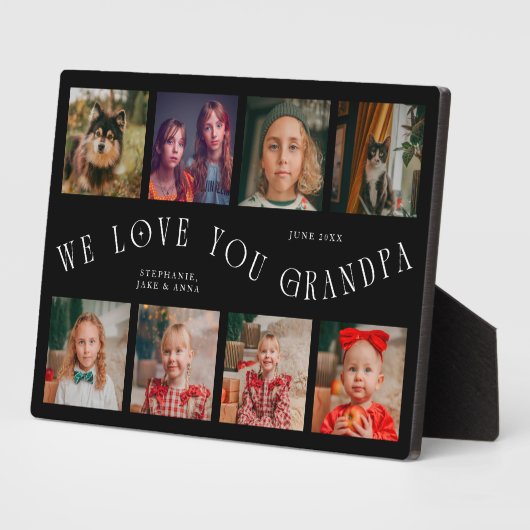 Modern 8 Photo Grid Love You Grandpa Black Fotoplaat (Zijkant)