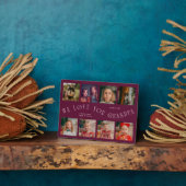 Modern 8 Photo Grid Love You Grandpa Cranberry Fotoplaat (Zijkant)