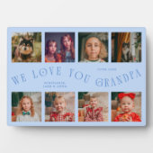 Modern 8 Photo Grid Love You Grandpa Icy Blue Fotoplaat (voorkant)