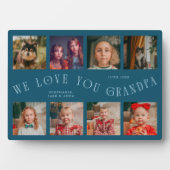 Modern 8 Photo Grid Love You Grandpa Teal Fotoplaat (voorkant)