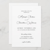 Modern 9 Calligrafie Wedding - Zwart-wit Kaart (Voorkant / Achterkant)