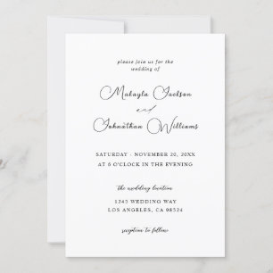 Modern 9 Calligrafie Wedding - Zwart-wit Kaart
