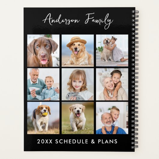 Modern 9 Foto Collage Persoonlijk Monogram 2023 Planner (Achterkant)