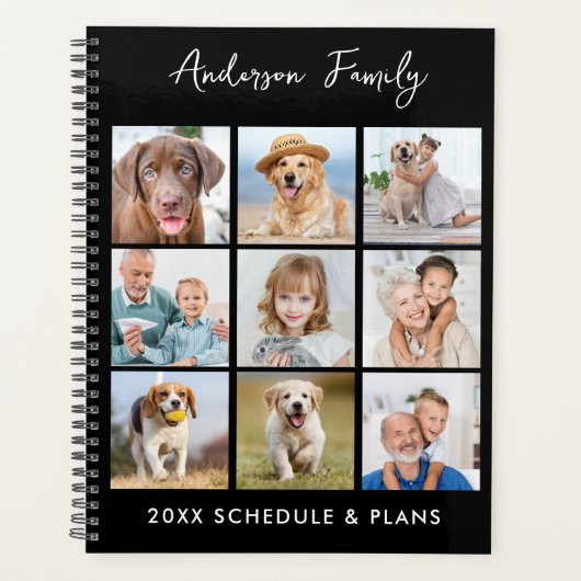 Modern 9 Foto Collage Persoonlijk Monogram 2023 Planner (Voorkant)