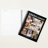 Modern 9 Photo Collage Familienaam Zwart Planner (Display)