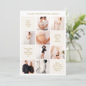Modern 9 Photo Collage White Ivory Baby Shower Kaart (Staand voorkant)