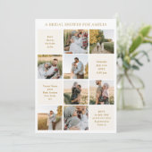 Modern 9 Photo Collage White Ivory Bridal Shower Kaart (Staand voorkant)