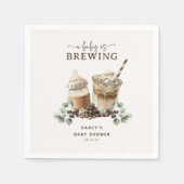Modern 'a Baby is Brewing' Coffee Baby Shower Servet (Voorkant)