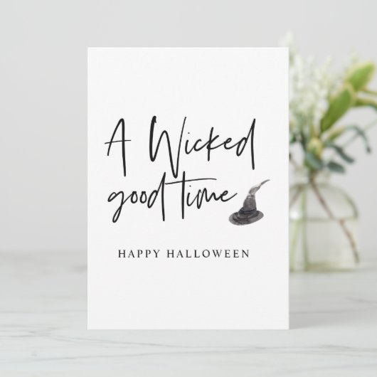 Modern A Wicked Good Time Quote | Happy Halloween Feestdagenkaart (Staand voorkant)
