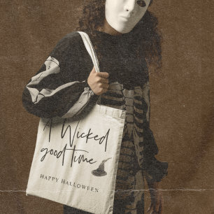Modern A Wicked Good Time Quote Happy Halloween Tote Bag