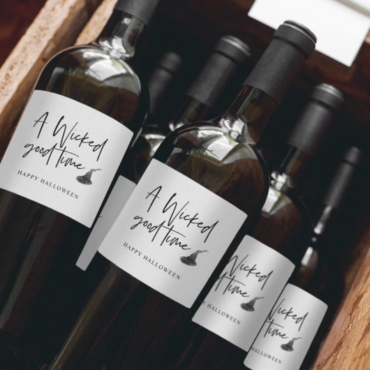 Modern A Wicked Good Time Quote | Happy Halloween Wijn Etiket