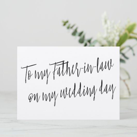 Modern "Aan mijn schoonvader op mijn trouwdag" Kaart (Staand voorkant)
