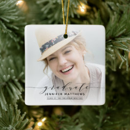 Modern Aandenken Afstudeerfoto Keramisch Ornament