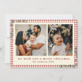 Modern aangelegd groen foto vrolijk kerstfeest feestdagenkaart (Voorkant)