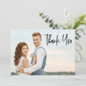 Modern Aangepast bericht 2 trouwfoto's Bedankkaart (Staand voorkant)