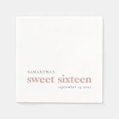 Modern Aangepast Blush Roze Sweet 16 Naam Datum Servet (Voorkant)