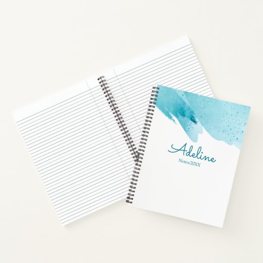 Modern aangepast Eenvoudig script blauw Notitieboe Notitieboek (Binnen)