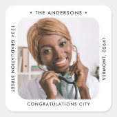 Modern aangepast foto-Afstuderen retouradres Vierkante Sticker (Voorkant)