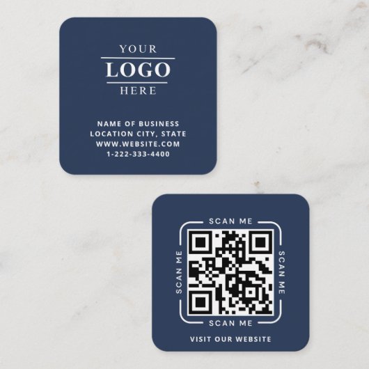 Modern aangepast logo en QR-code vierkant Vierkante Visitekaartje (Voorkant / Achterkant)