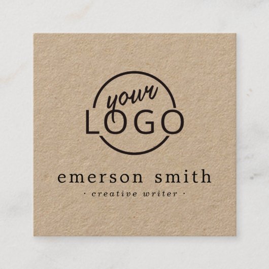 Modern aangepast logo-minimalistisch Kraft-papier Vierkante Visitekaartje (Voorkant)