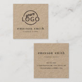 Modern aangepast logo-minimalistisch Kraft-papier Vierkante Visitekaartje (Voorkant / Achterkant)